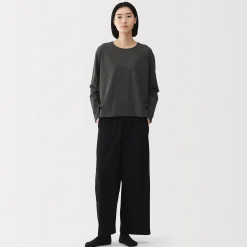 T-shirt décontracté à manches longues en jersey de coton pour femme
