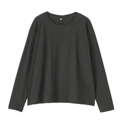 T-shirt décontracté à manches longues en jersey de coton pour femme
