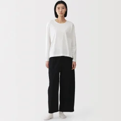 T-shirt décontracté à manches longues en jersey de coton pour femme