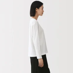 T-shirt décontracté à manches longues en jersey de coton pour femme