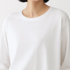 T-shirt décontracté à manches longues en jersey de coton pour femme
