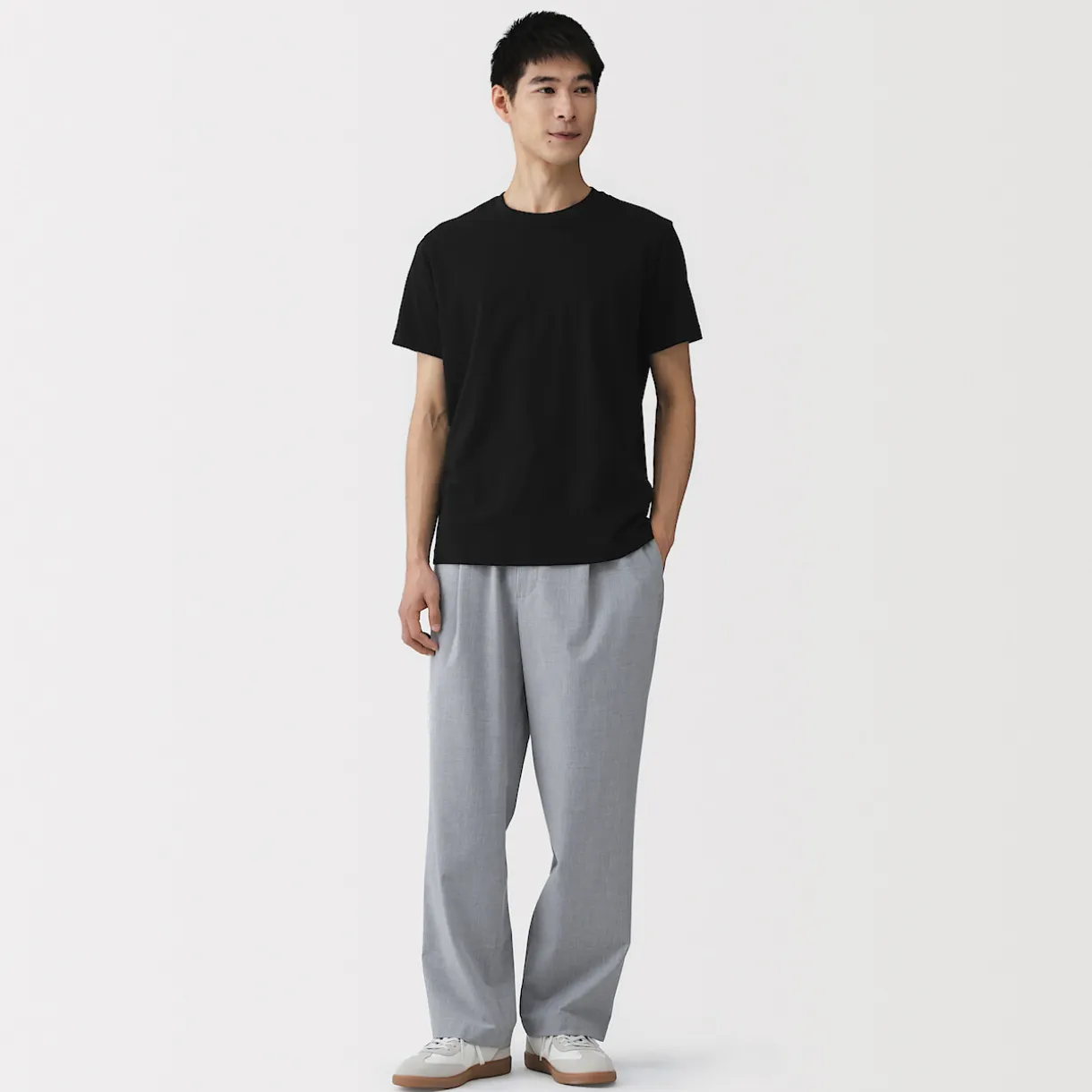 T‐shirt en coton col rond manches courtes homme