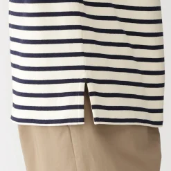 T‐shirt en coton épais manches longues col bateau pour femme
