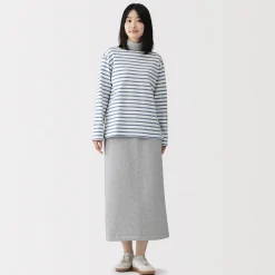 T‐shirt en coton épais manches longues col bateau pour femme