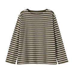 T‐shirt en coton épais manches longues col bateau pour femme