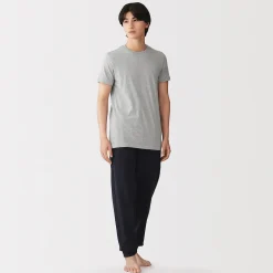 T-shirt en coton recyclé sans coutures latérales à col rond - lot de 2, pour homme