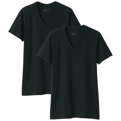 T-shirt en coton sans coutures latérales à col en V - lot de 2, pour homme