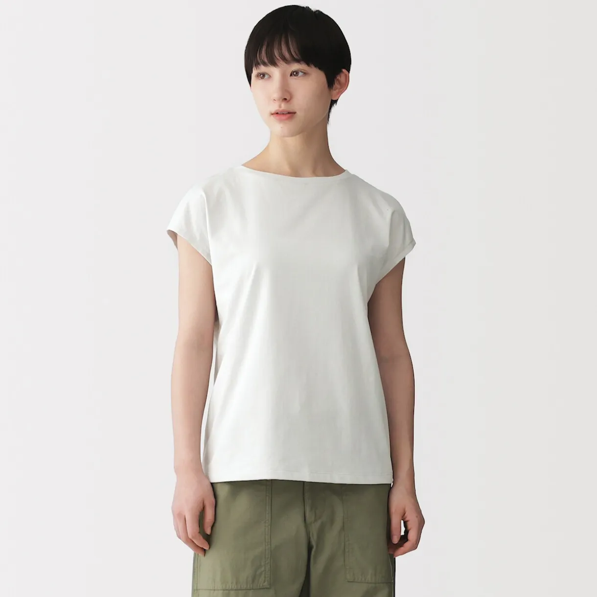 T‐shirt en jersey à manches cap pour femme