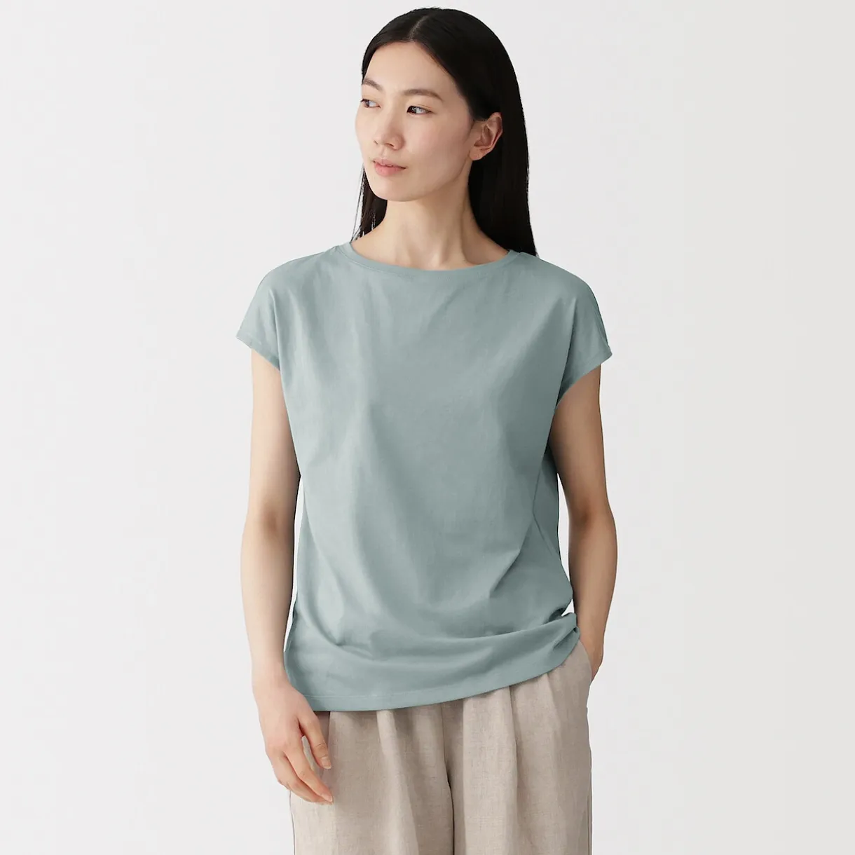 T‐shirt en jersey à manches cap pour femme