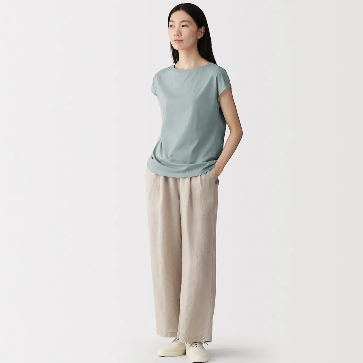 T‐shirt en jersey à manches cap pour femme