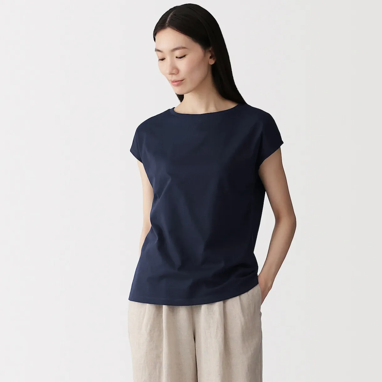T‐shirt en jersey à manches cap pour femme