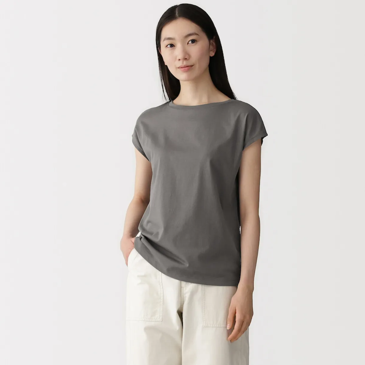T‐shirt en jersey à manches cap pour femme