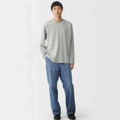T‐shirt en jersey de coton lavé manches longues pour homme