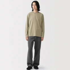 T‐shirt en jersey de coton lavé manches longues pour homme
