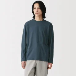 T‐shirt en jersey de coton lavé manches longues pour homme