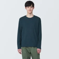 T‐shirt en jersey de coton lavé manches longues pour homme
