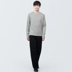 T‐shirt en jersey de coton lavé manches longues pour homme