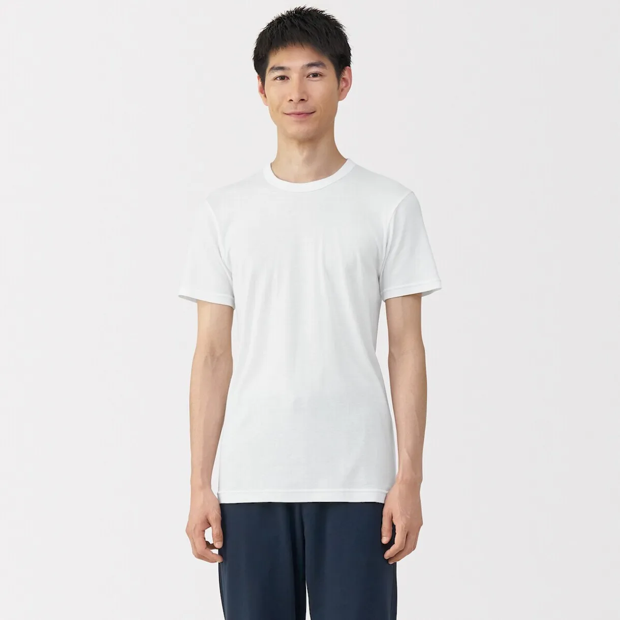 T‐shirt manches courtes col crew en coton chaud pour homme