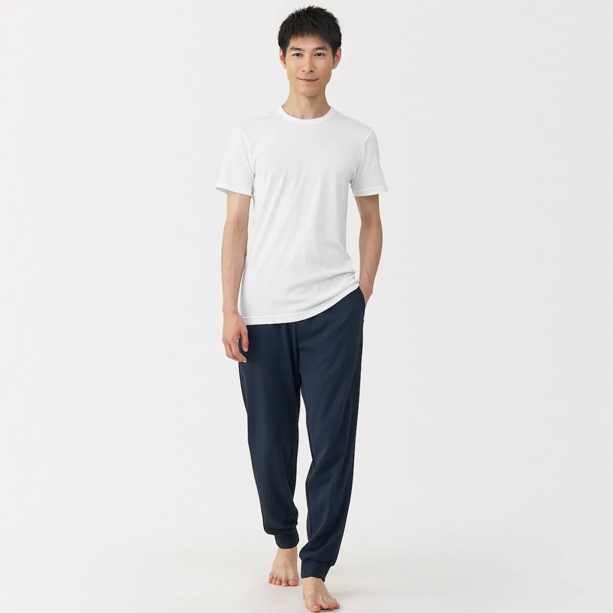 T‐shirt manches courtes col crew en coton chaud pour homme
