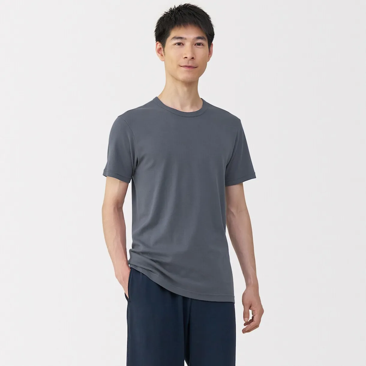 T‐shirt manches courtes col crew en coton chaud pour homme