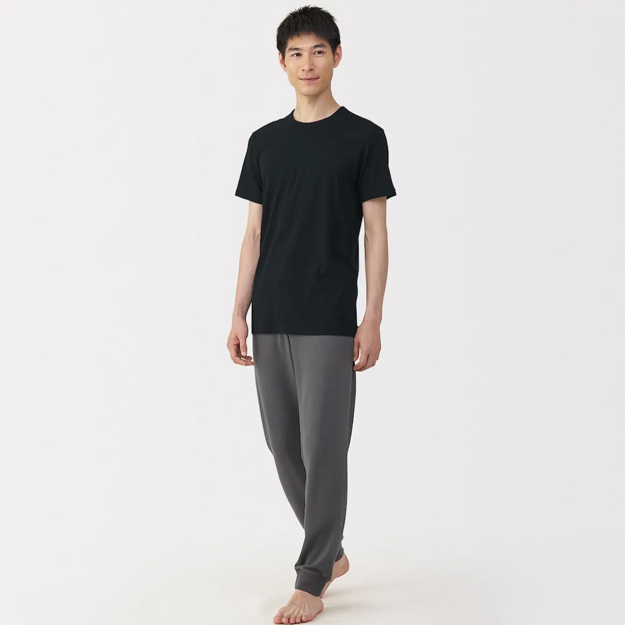 T‐shirt manches courtes col crew en coton chaud pour homme