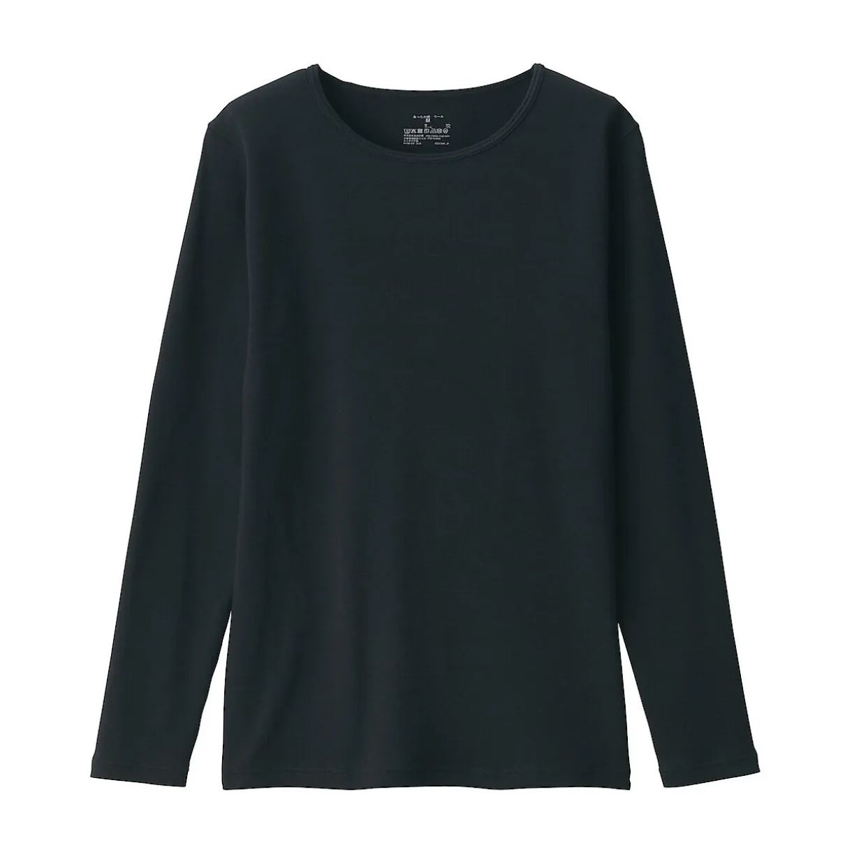 T‐shirt manches longues col rond en coton et laine chauds pour femme