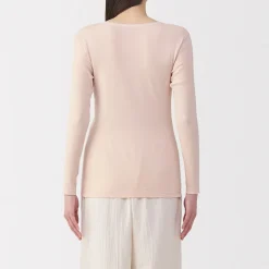 T‐shirt manches longues col rond en coton chaud pour femme