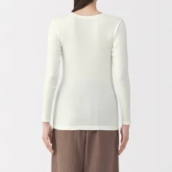 T‐shirt manches longues col rond en coton chaud pour femme