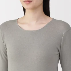 T‐shirt manches longues col rond en coton chaud pour femme