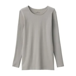 T‐shirt manches longues col rond en coton chaud pour femme