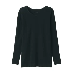 T‐shirt manches longues col rond en coton chaud pour femme