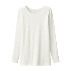 T‐shirt manches longues col rond en coton chaud pour femme