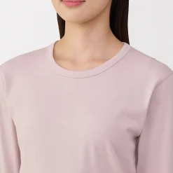 T‐shirt manches longues col rond en coton épais et chaud pour femme