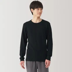 T‐shirt manches longues col rond en coton et laine chauds pour homme