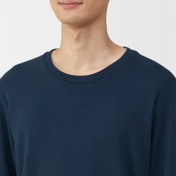 T‐shirt manches longues col rond en coton et laine chauds pour homme
