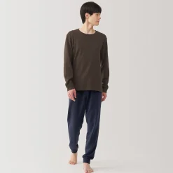 T‐shirt manches longues col rond en coton et laine chauds pour homme