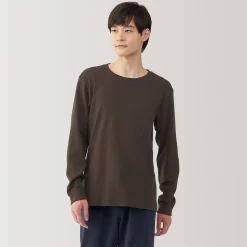 T‐shirt manches longues col rond en coton et laine chauds pour homme