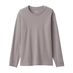 T‐shirt manches longues col rond en coton et laine chauds pour homme