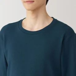 T‐shirt manches longues col rond en coton et laine chauds pour homme