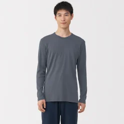T‐shirt manches longues col crew en coton chaud pour homme
