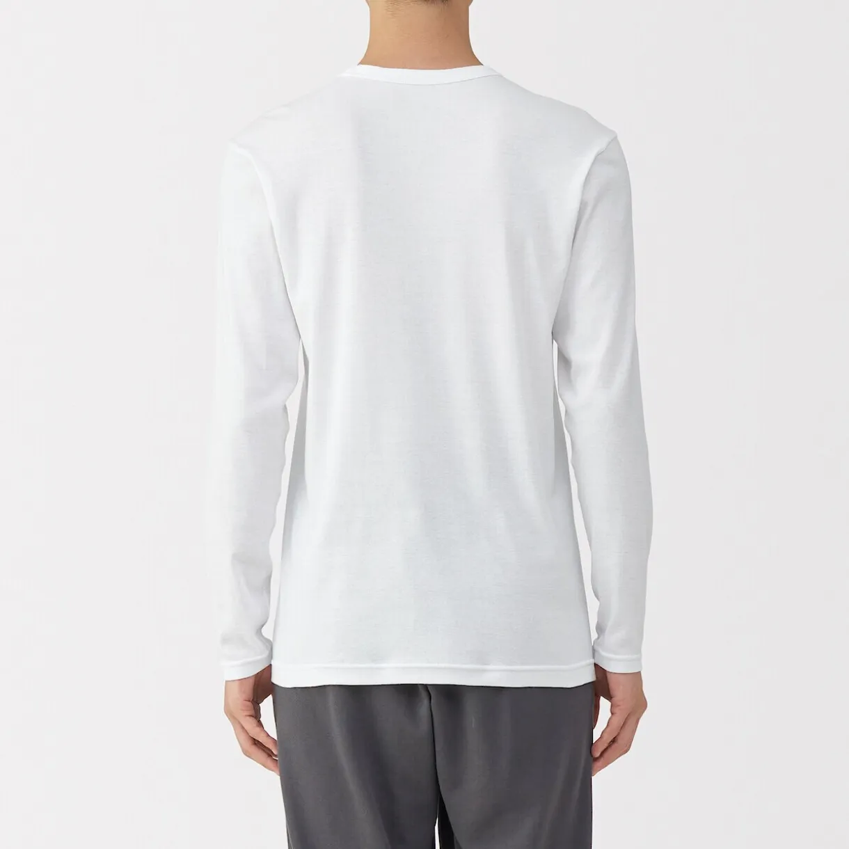 T‐shirt manches longues col crew en coton chaud pour homme