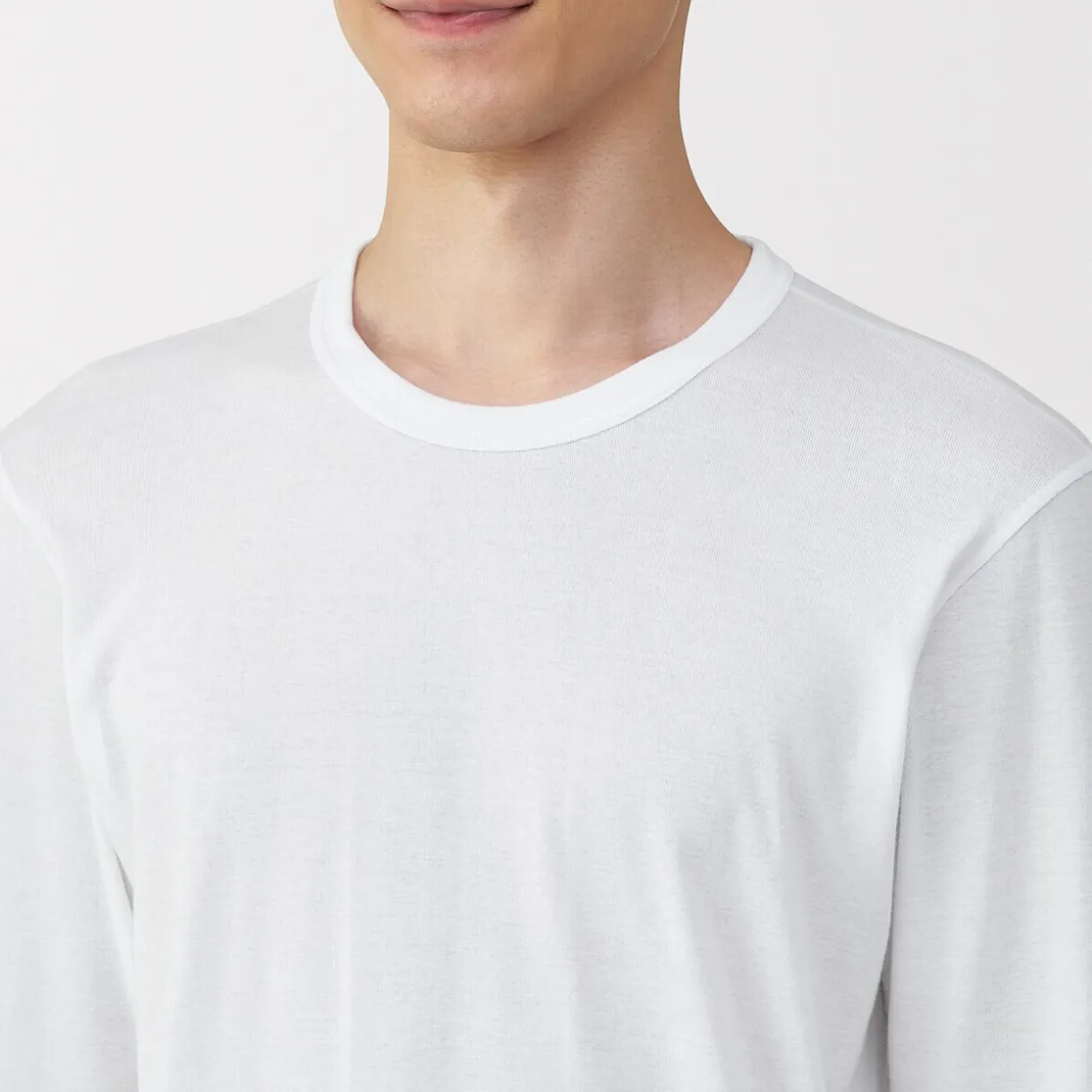 T‐shirt manches longues col crew en coton chaud pour homme