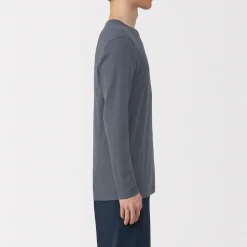 T‐shirt manches longues col crew en coton chaud pour homme