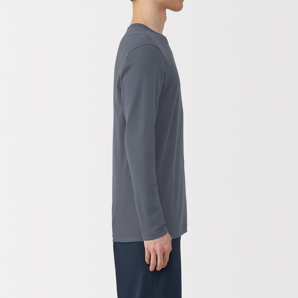 T‐shirt manches longues col crew en coton chaud pour homme