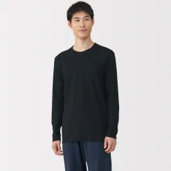 T‐shirt manches longues col crew en coton chaud pour homme