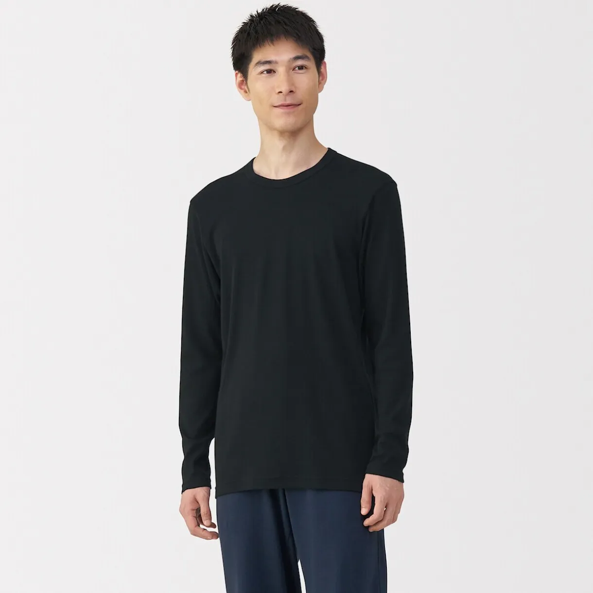 T‐shirt manches longues col crew en coton chaud pour homme