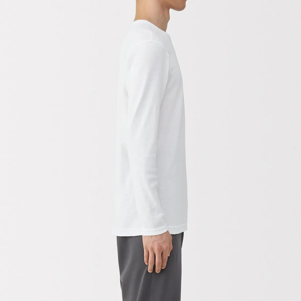 T‐shirt manches longues col crew en coton chaud pour homme