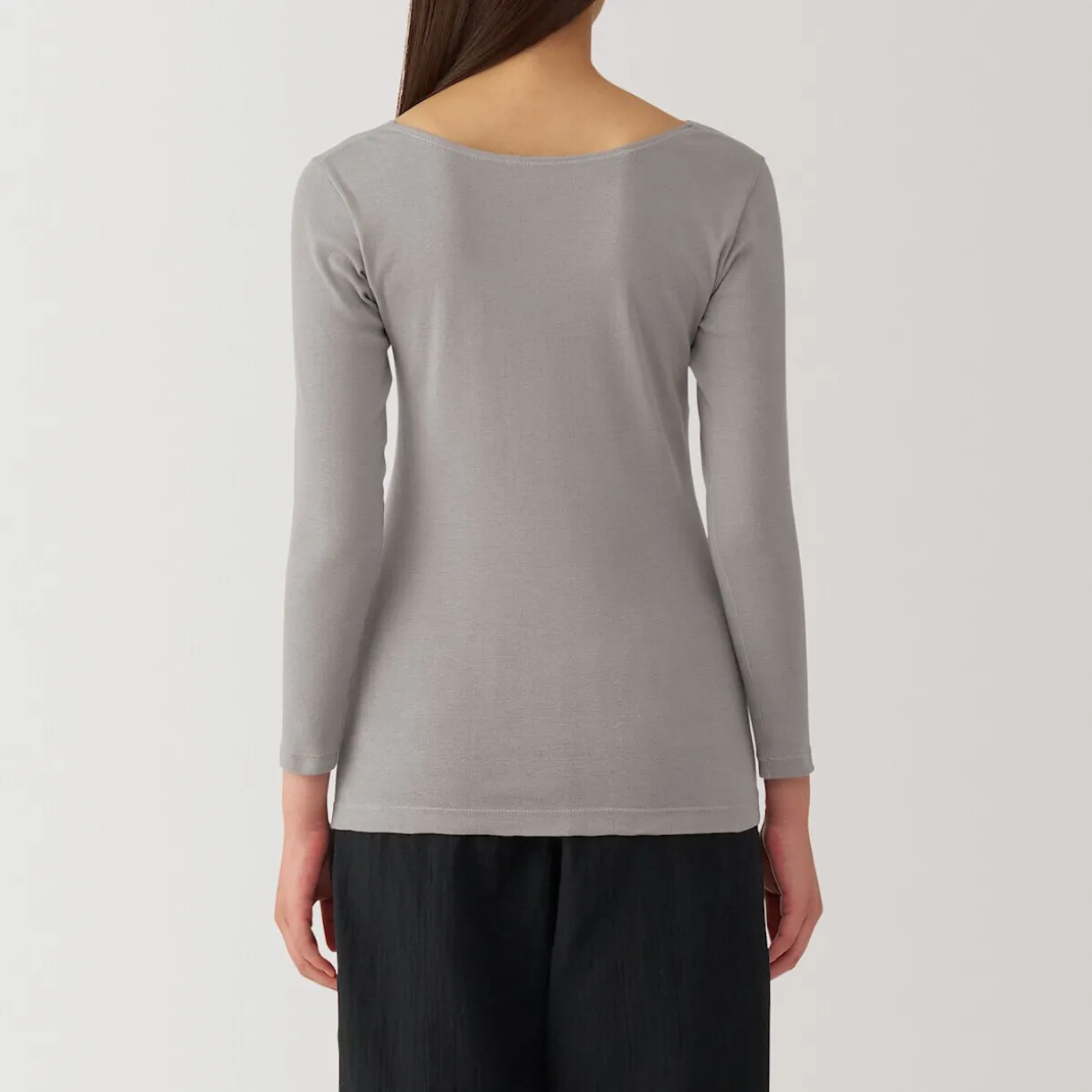 T‐shirt manches longues col U en coton chaud pour femme
