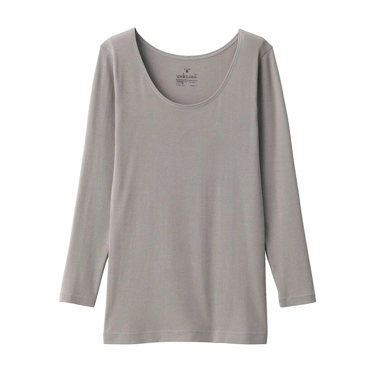 T‐shirt manches longues col U en coton chaud pour femme