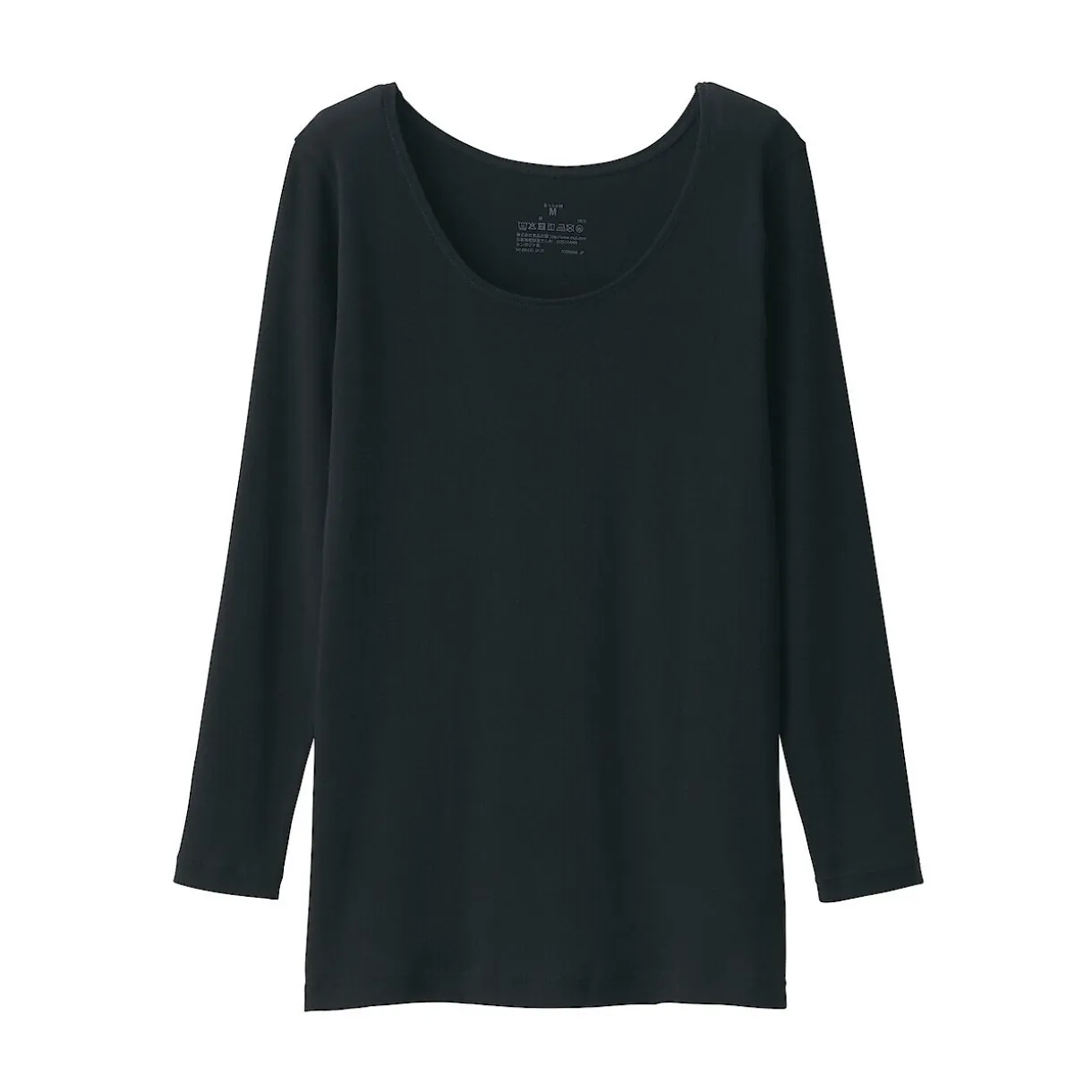 T‐shirt manches longues col U en coton chaud pour femme